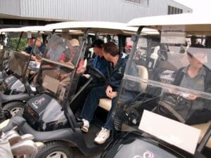 Sundew Charity Golf Day_Fleet of buggies ready to head out