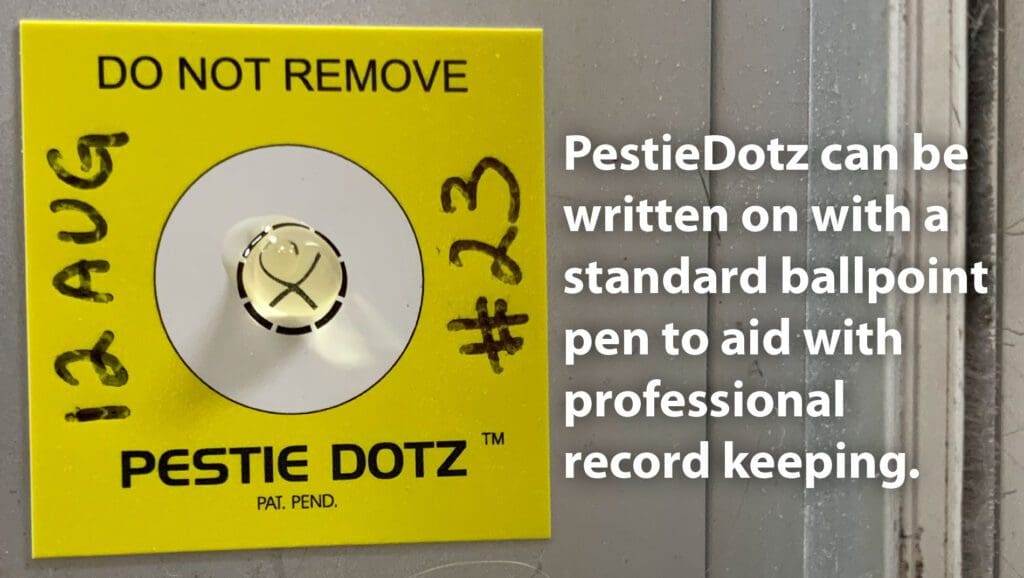 Sundew Solutions Pestie Dotz can be written on with standard ball point pen for professional record keeping